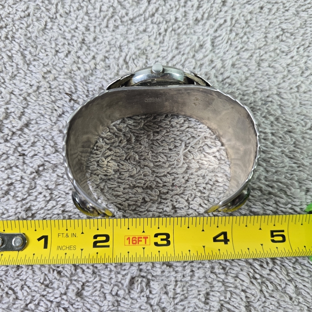Vintage Native American Sterling Silver Cuff Bracelet With A Bolivia Watch - Picture 12 of 12